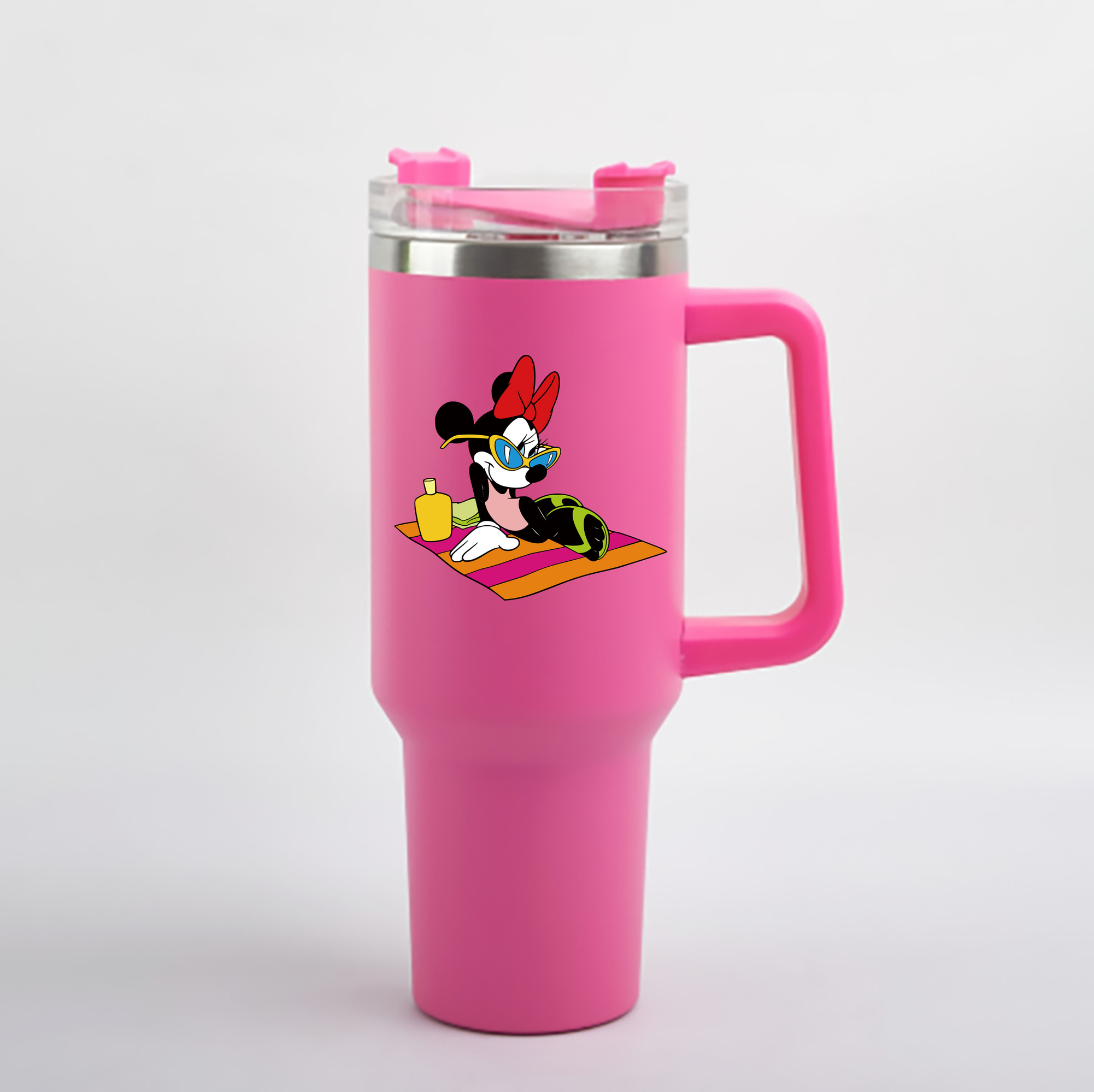 （画像用） ミッキーマウス Mickey Mouse 1200mL車用タンブラー - クリスタルステッカー（プラスチックストロー付き）
